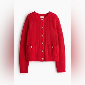 H&M Rib-Knit Red Cardigan